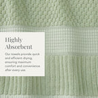 NY Loft 100% Cotton Towel Set 6 Piece Towel Set | Super Soft & Absorbent Quick-Dry 2 Bath Towels 2 Hand Towels & 2 Washcloths |Textured and Durable Cotton | Trinity Collection (6 Piece Set, Sage)