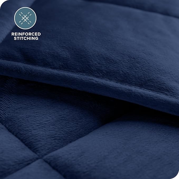 Bare Home Weighted Blanket King Size 25lb (80" x 87") for Adults - Minky Fleece - Premium Heavy Blanket Nontoxic Glass Beads (Dark Blue, 80"x87")