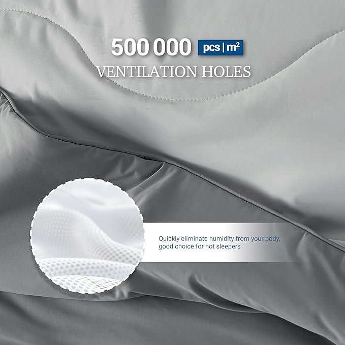 Hotel Grand Cooling Comforter for Hot Sleepers, Cooling Blankets King Size, Q-Max>0.4, Breathable and Soft, Lightweight Blankets for Summer (Grey, 106"x90", Packed with Cooling Pillowcase)