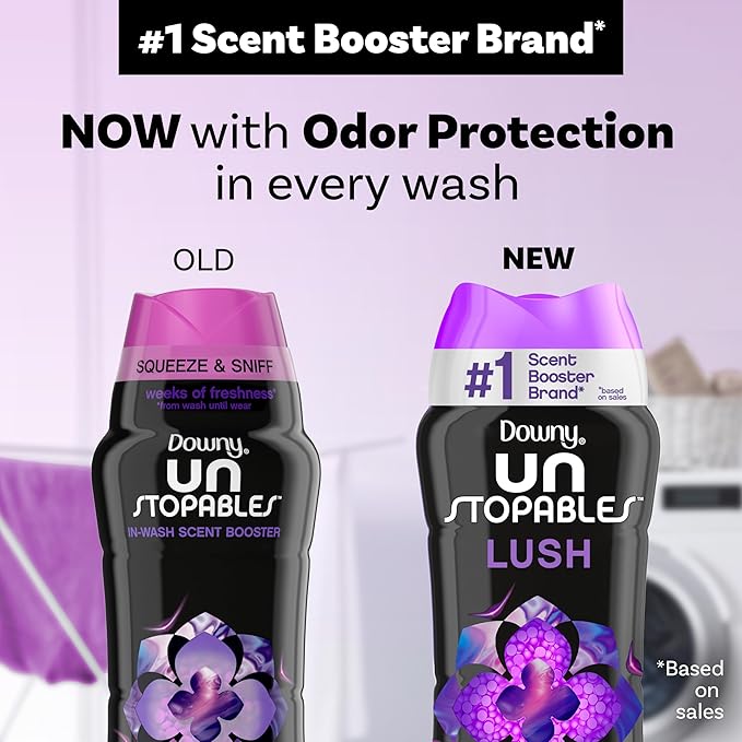 Downy Unstopables In Wash Scent Booster Beads, Lush Scent, 30.1 oz, Laundry Beads for Odor Protection, Downy Scent Booster Beads, Laundry Scent Boosters