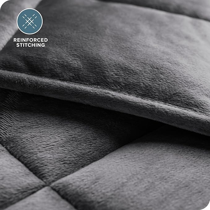 Bare Home Weighted Blanket King Size 30lb (80" x 87") for Adults - Minky Fleece - Premium Heavy Blanket Nontoxic Glass Beads (Grey, 80"x87")