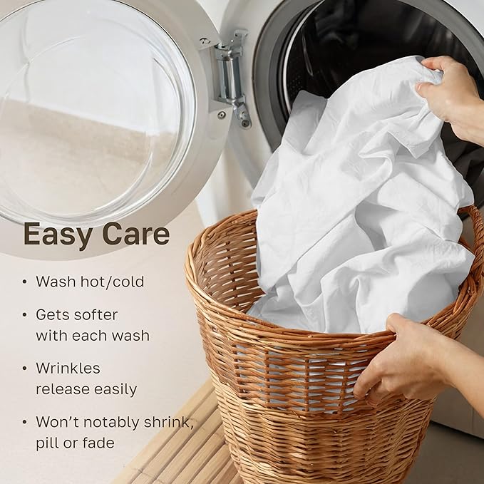 California Design Den King Bed Sheets Set - Soft 400 Thread Count Sateen, 100% Cotton Sheets, Deep Pockets with All Around Elastic for a Snug Fit, Durable Bedding Set - Antique White