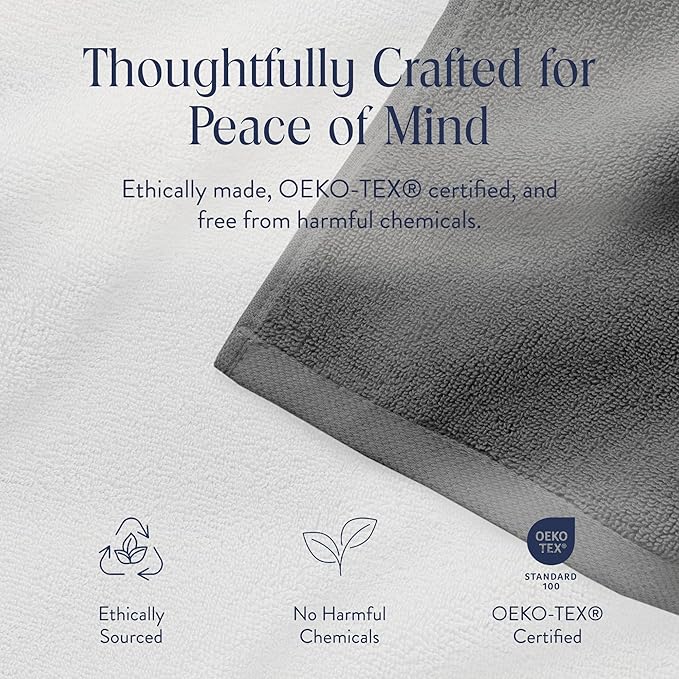 Brooklinen Super-Plush Bath Sheet and Hand Towel Set - 2 Bath Sheets 2 Hand Towels - Cotton, Highly Absorbent (Slate)