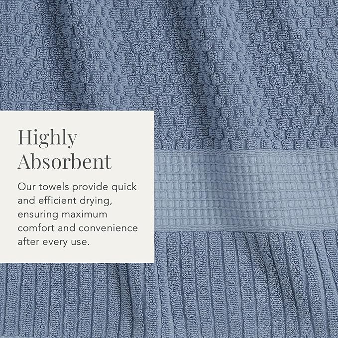 NY Loft 100% Cotton Bath Towel Set of 4 | Blue Towels | Oeko-TEX® Standard 100 | Soft & Absorbent, Quick-Dry Bath Towels | 30" x 52" | | Trinity Collection - Flint Stone