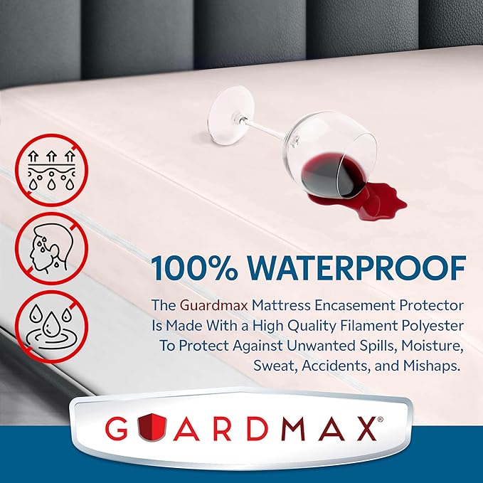 Guardmax Jersey Knitted Sleeper Sofa Zippered Mattress Encasement - Waterproof & Bed Bug Proof Mattress Protector - Comfortable, Soft, and Noiseless Zippered Bedding - Dust Mite Proof (60 x 72 x 5)
