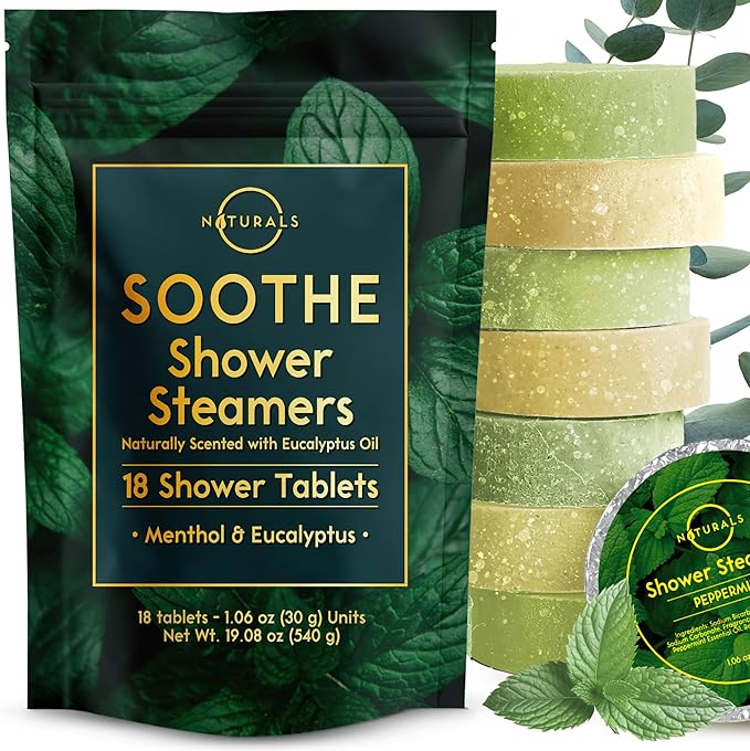 Shower Steamers Aromatherapy - Birthday Gifts for Women - Shower Bombs Aromatherapy, Spa Day Essentials, Relaxation Spa Gifts - Self Care Unique Gifts for Women and Men (Peppermint & Menthol 18 Count)