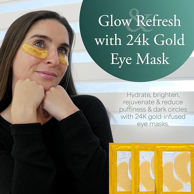 Spa Gift Set for Women – Eucalyptus Mint Aromatherapy Shower Steamers, Sugar Scrub, 24K Gold Eye Masks & Steam Eye Mask | Self Care & Relaxation Gift Box for Stress Relief at Home