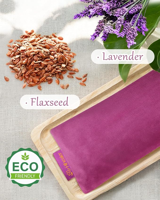 Weighted Eye Mask for Sleep, Yoga, Meditation, Lavender Eye Pillow Heated for Headache, Sinus, Dry Eyes Relief, Moist Heat Mask Purple Relaxation Gifts for Women (Purplex2)