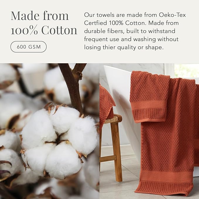 NY Loft 100% Cotton 2 Pack Bath Sheet Towel Set | Extra Large Oversize Bath Towels | Absorbent & Quick-Dry | Textured and Durable Cotton | Baked Clay