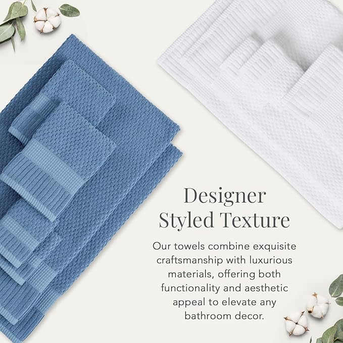 NY Loft 100% Cotton Bath Towel Set of 4 | White Towels | Oeko-TEX® Standard 100 | Soft & Absorbent, Quick-Dry Bath Towels | 30" x 52" | | Trinity Collection - White