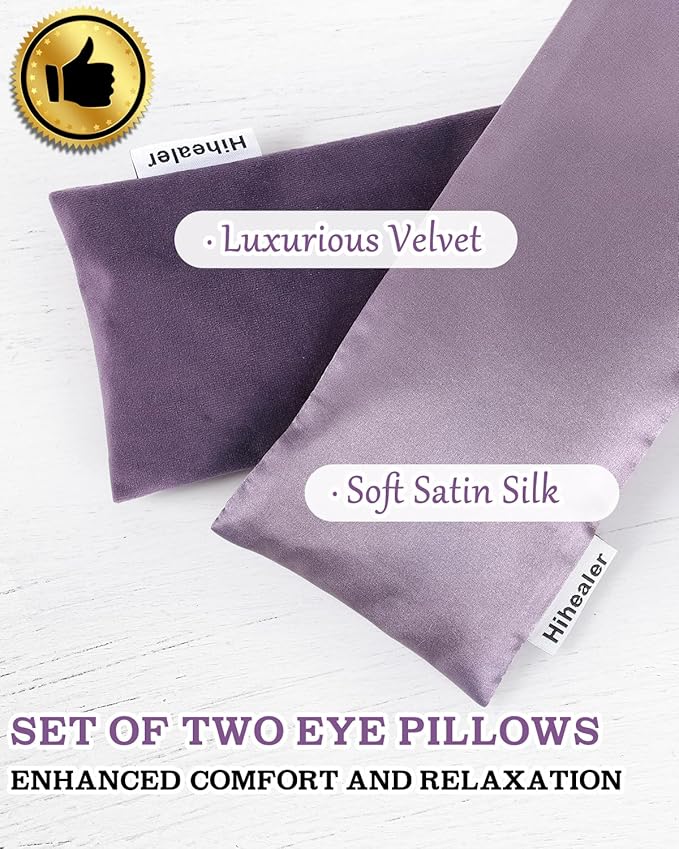 Weighted Eye Mask for Sleep, Yoga, Meditation, Lavender Eye Pillow Heated for Headache, Sinus, Dry Eyes Relief, Moist Heat Mask Purple Relaxation Gifts for Women (Purple&Lilac)