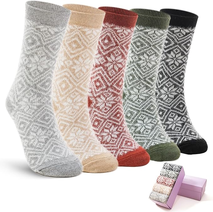 SISOSOCK 5 Pairs Fuzzy Soft Cozy Fluffy Socks for Women, Casual Thick Plush Comfy Sleep Socks, Warm Winter Gifts for Women