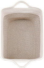 Tall Storage Baskets for Clothes Fabric Cotton Rope Storage Basket bin with Handles, Decorative Woven Basket for Living Room,Closet Organizer Blankets, and 2bags Brown 17.8×W12.5×H17.9)