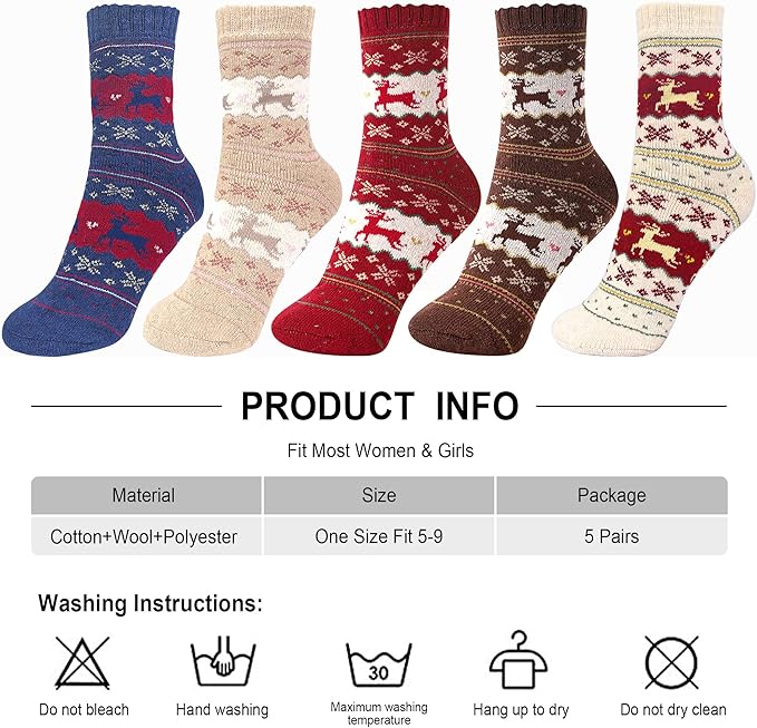 SISOSOCK 5 Pairs Fuzzy Soft Cozy Fluffy Socks for Women, Casual Thick Plush Comfy Sleep Socks, Warm Winter Gifts for Women