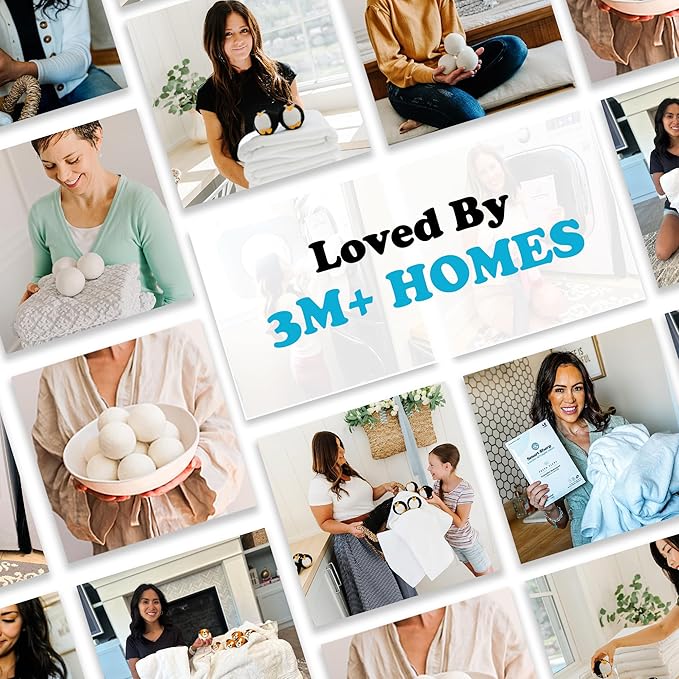 Smart Sheep 3-Pack Wool Dryer Balls - XL Premium Natural Fabric Softener - Award-Winning - Replaces Dryer Sheets - Laundry Balls (Gray Smiling Sheep)