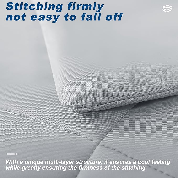 Cooling Comforter Queen Size, Double-Sided Cold Tech Fabric Quilted Bed Comforters Cooling Blanket for Hot Sleepers, Breathable Lightweight Summer Bedding, All-Season Ice Blanket, Light Gray