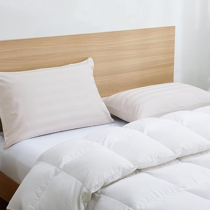 100% Cotton Classic Pillow Protectors with Invisible Zipper, 600 Thread Count Sateen Weave Soft and Breathable Pillow Cases, Protect Pillows from Dirt, Dust and Debris (King, 20"x36", Set of 2)