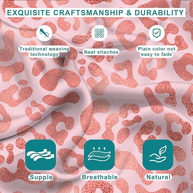 1 Pack Pink Spotted Leopard Print Satin Pillowcase Similar to Silk Pillow Cases for Hair and Skin, Soft Smooth Breathable Cool Pillow Cases, with Hidden Zipper Queen Size 20" x 30"