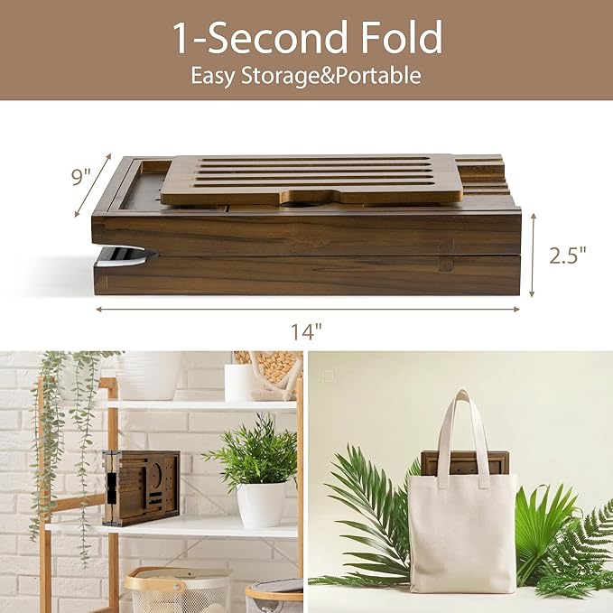 Teak Bathtub Tray | Adjustable Width Tray with Wine Holder, Tablet/Phone & Book Stand, Splash-Proof for Bath Time- Walnut