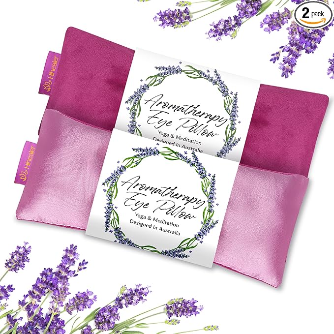 Weighted Eye Mask for Sleep, Yoga, Meditation, Lavender Eye Pillow Heated for Headache, Sinus, Dry Eyes Relief, Moist Heat Mask Purple Relaxation Gifts for Women (Purplex2)