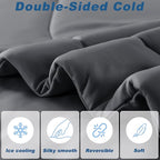 Cooling Comforter Queen Size, Double-Sided Cold Tech Fabric Quilted Bed Comforters Cooling Blanket for Hot Sleepers, Breathable Lightweight Summer Bedding, All-Season Ice Blanket, Dark Gray