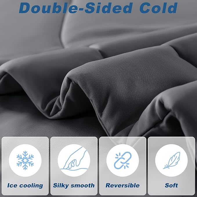 Cooling Comforter Queen Size, Double-Sided Cold Tech Fabric Quilted Bed Comforters Cooling Blanket for Hot Sleepers, Breathable Lightweight Summer Bedding, All-Season Ice Blanket, Dark Gray
