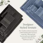 NY Loft 100% Cotton Bath Towel Set of 4 | Blue Towels | Oeko-TEX® Standard 100 | Soft & Absorbent, Quick-Dry Bath Towels | 30" x 52" | | Trinity Collection - Flint Stone