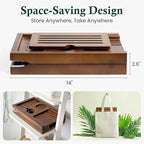 Bamboo Bathtub Tray, Bath Caddy with Wine Glass Holder, Phone Dock & Book Stand | Hands-Free Reading & Ultimate Spa Relaxation Experience-Brown