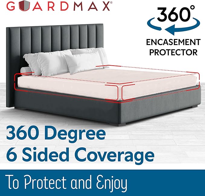 Guardmax Jersey Knitted Sleeper Sofa Zippered Mattress Encasement - Waterproof & Bed Bug Proof Mattress Protector - Comfortable, Soft, and Noiseless Zippered Bedding - Dust Mite Proof (60 x 72 x 5)