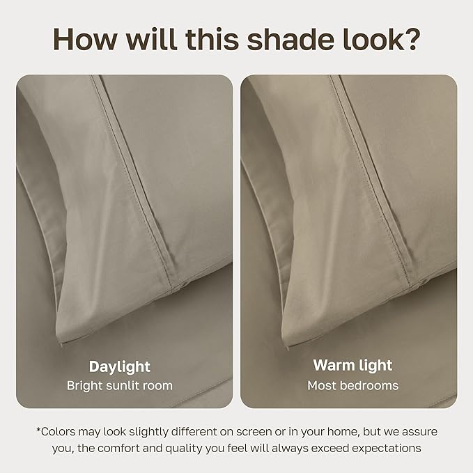 California Design Den California King Sheet Sets - Soft 400 Thread Count Sateen, 100% Cotton Sheets with Deep Pockets, Breathable, and Durable Bedding Set - Taupe