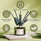 Airkeep Reed Diffuser Set with 6.76 fl oz Forest Mist Scent Essential Oils and 3 Leaves & 8 Diffuser Sticks,Bathroom Shelf Decor & Air Freshener, House Bedroom Office Decor & Gifts