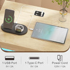 Nightstand with Charging Station, Farmhouse End Side Table with 2 Drawers and Open Storage, Smart Bedside Table with LED Light & Human Sensor for Bedroom, Wood