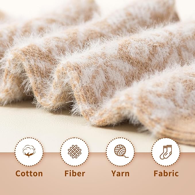 SISOSOCK 5 Pairs Fuzzy Soft Cozy Fluffy Socks for Women, Casual Thick Plush Comfy Sleep Socks, Warm Winter Gifts for Women