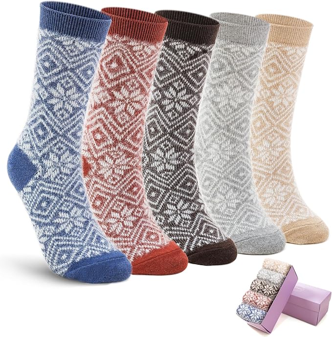 SISOSOCK 5 Pairs Fuzzy Soft Cozy Fluffy Socks for Women, Casual Thick Plush Comfy Sleep Socks, Warm Winter Gifts for Women
