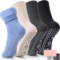 ICEIVY Thermal Slipper Socks, Thick Grip Hospital Plush Slipper Grip Socks Women Winter Soft Warm Cozy Socks 4 Pairs