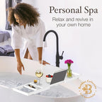 Wooden Bathtub Tray - Foldable & Expandable Bamboo Bath Tray for Tub with Wine Holder, Book & Tablet Stand - Bath Caddy Tray for Bathtub, Spa Bath Accessories, Tub Tray Table, Gifts for Her (White)