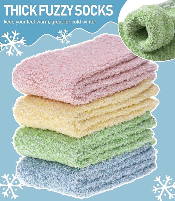 Yebing Non Slip Hospital Socks for Women with Grips Fuzzy Cozy Anti Skid Slipper Socks Winter Warm Soft Fluffy Sleep Socks