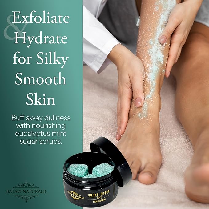 Spa Gift Set for Women – Eucalyptus Mint Aromatherapy Shower Steamers, Sugar Scrub, 24K Gold Eye Masks & Steam Eye Mask | Self Care & Relaxation Gift Box for Stress Relief at Home