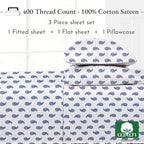 California Design Den Deep Pocket Twin Sheets Set - 400 Thread Count Sateen, Natural 100% Cotton Sheets, and Durable Bedding Set - Paisley Blue