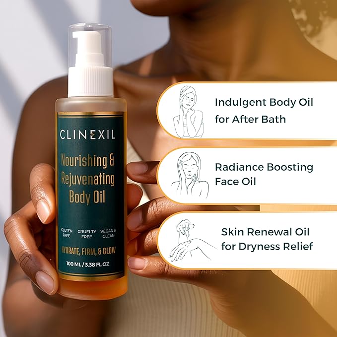 After Shower Body Oil for Women- Hydrating & Firming Natural Moisturizer for Dry Skin-Cold Pressed Jojoba, Baobab, Sea Buckthorn & Vitamin E – Non-Greasy, fast absorbing Skin Oil – 3.38 oz