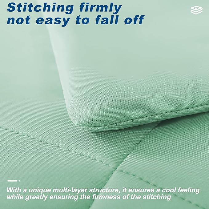 Cooling Comforter King Size, Double-Sided Cold Tech Fabric Quilted Bed Comforters Cooling Blanket for Hot Sleepers, Breathable Lightweight Summer Bedding, All-Season Ice Blanket, Sage Green