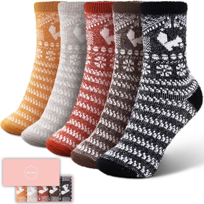 SISOSOCK 5 Pairs Fuzzy Soft Cozy Fluffy Socks for Women, Casual Thick Plush Comfy Sleep Socks, Warm Winter Gifts for Women