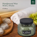 Sage Teakwood Embossed Candle Jar (18 oz) - Refreshing Aroma of Warm sage and Aged Wood - Large Dual Wick Glass Jar Candle for Relaxing - Sage Teakwood Essence Candle Gift for Women