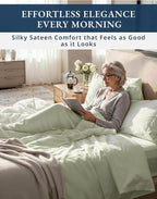 100% Egyptian Cotton Queen Bed Sheet Set – 1000 Thread Count 4 Piece Queen Sheets Set, Breathable & Fade Resistant, Silky Sateen Weave, Ultra-Soft Hotel Luxury Bedding with 15" Deep Pocket - Mineral