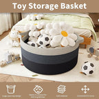 125L Extra Large Blanket Basket, 25" x 16", Jumbo Laundry Woven Cotton Rope Basket with Handles, Baby Toy Storage, Gradual Blue