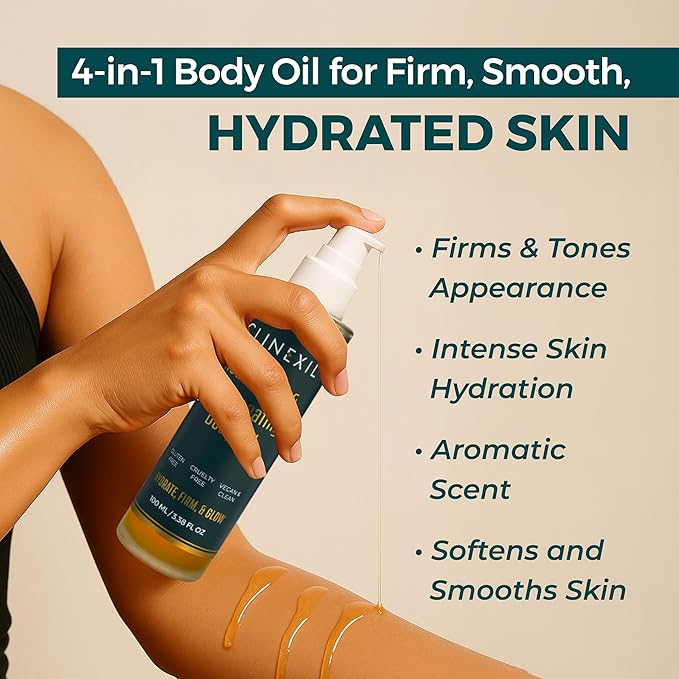 After Shower Body Oil for Women- Hydrating & Firming Natural Moisturizer for Dry Skin-Cold Pressed Jojoba, Baobab, Sea Buckthorn & Vitamin E – Non-Greasy, fast absorbing Skin Oil – 3.38 oz