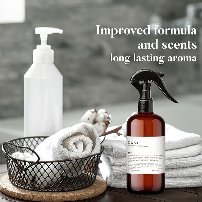 Dusa Baies Room Spray - 16.9 fl oz - Ultimate Home Fragrance, Bed Room Essentials & Soothing Fabric - Natural Air Freshener & Linen Mist for Home - Eco-Friendly Odor Eliminator w/Aromatherapy