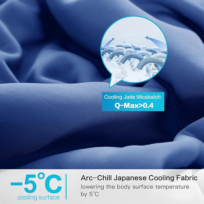 EASELAND Cooling Comforter Queen, Cold Touch Fabric Absorbs Body Heat, Double-Sided Cool Design Soft Fluffy Cooling Blanket for Night Sweats Hot Sleeper(Navy Blue, Queen(90"x90"))