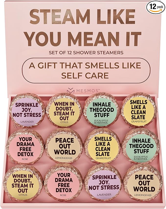 MESMOS 12 Assorted Shower Steamers Aromatherapy, Stress Relief Relaxation Spa Gifts for Women, Christmas Stocking Stuffers for Her, Shower Accessories, Spa Day Essentials, Wellness Self Care Cozy Gift
