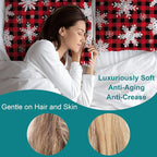 1 Pack Christmas Snowflakes Satin Pillowcase Red Christmas Plaid Similar to Silk Pillow Cases for Hair and Skin, Soft Smooth Breathable Cool Pillow Cases, with Hidden Zipper Queen Size 20" x 30"